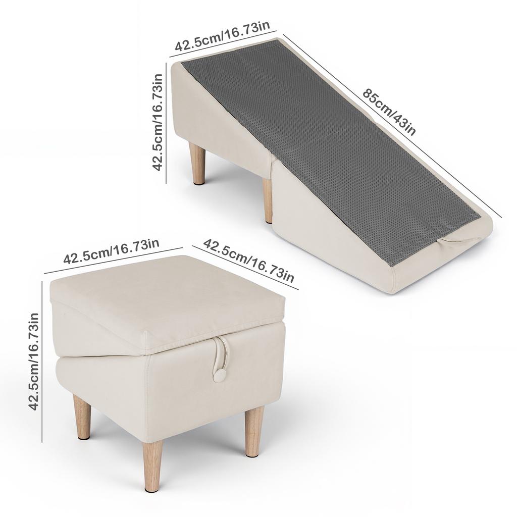 2-In-1 Foldable Human Chair Detachable Dog Climb Ladder Convertible Pet Ramp Footstool Non-Slip Pet Stairs for Small Elderly Dog