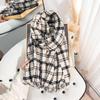 Student Couple Small Fragrant Wind Circle Pattern Plaid Printed Scarf Women'S High-End Soft Waxy Warm Scarf