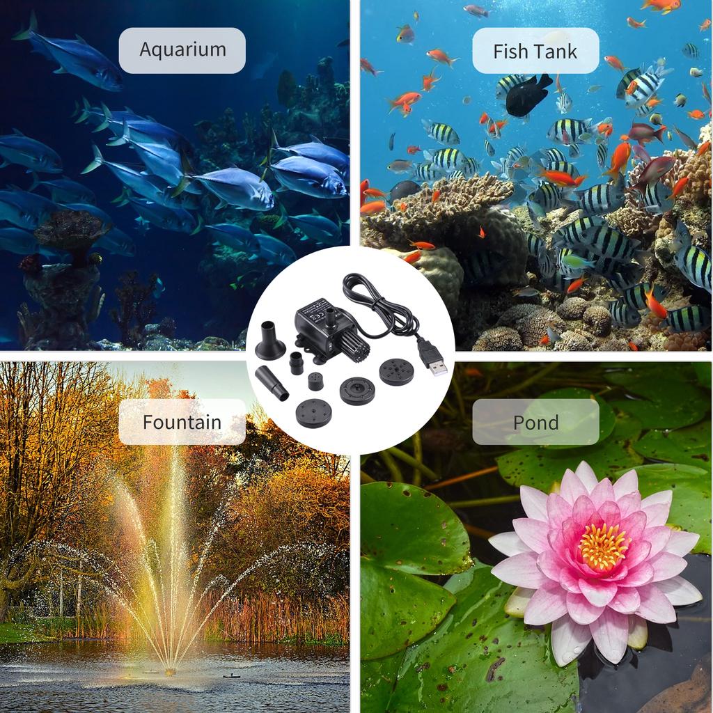 DECDEAL USB Brushless Water Pump with Nozzles Strainer Ultra quiet Mini DC5V Micro Brushless Water Oil Pump Waterproof