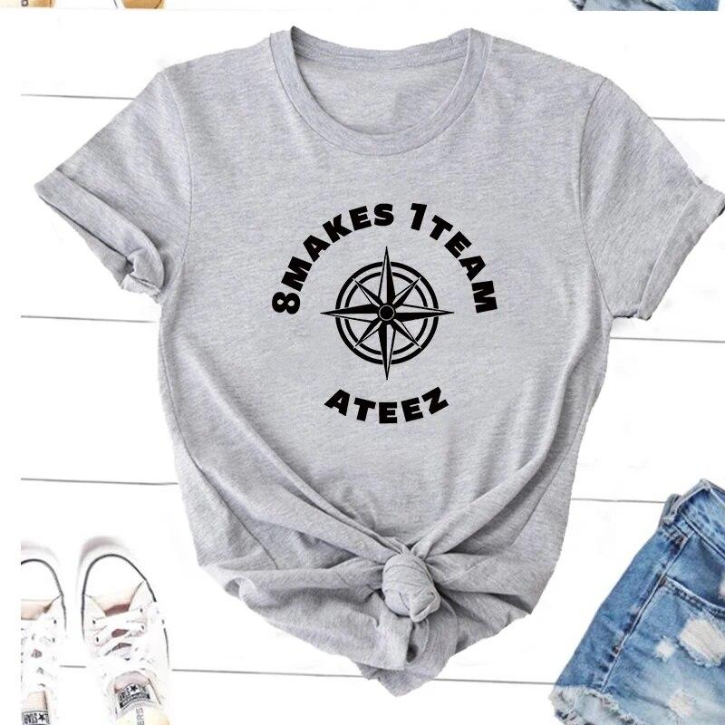 Футболки Ateez Fellowship Break The Wall Kpop с круглым вырезом и коротким рукавом, корейская модная уличная одежда, одежда для фанатов, топы K-pop, унисекс