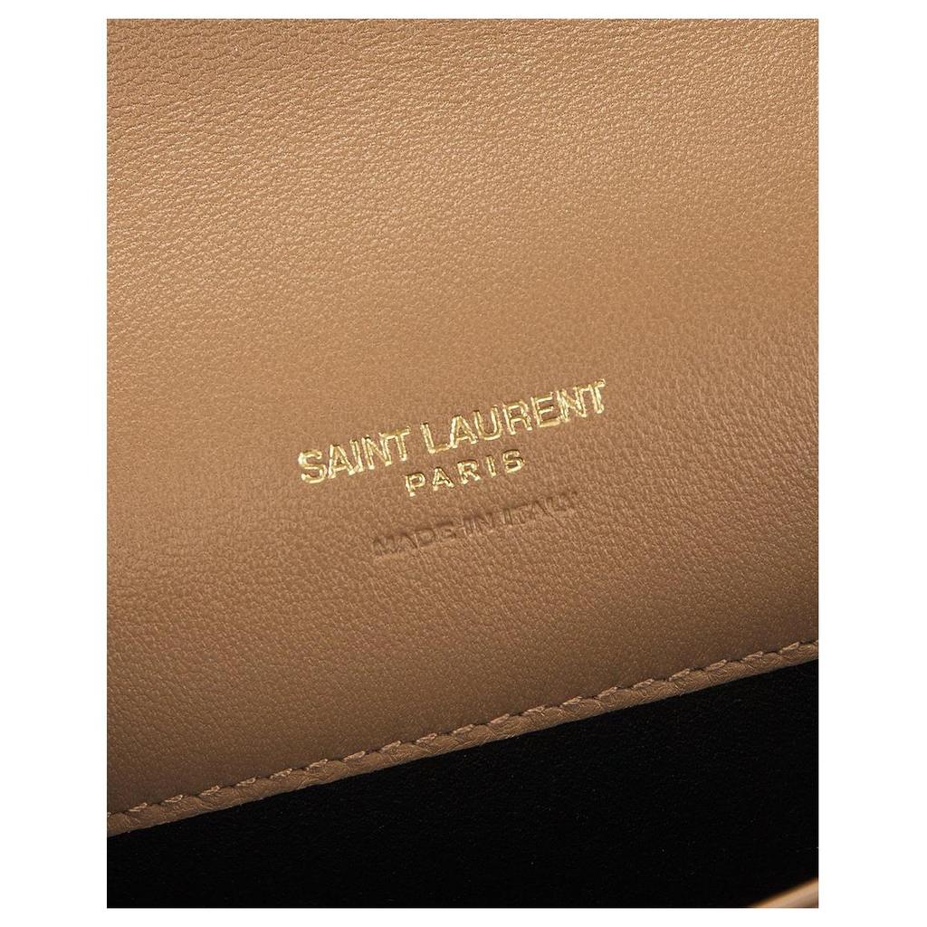 Saint Laurent Gaby Chain Strap Metal Logo Quilted Leather Shoulder Bag Women shoulder bag Beige 754051-1EL07-2646