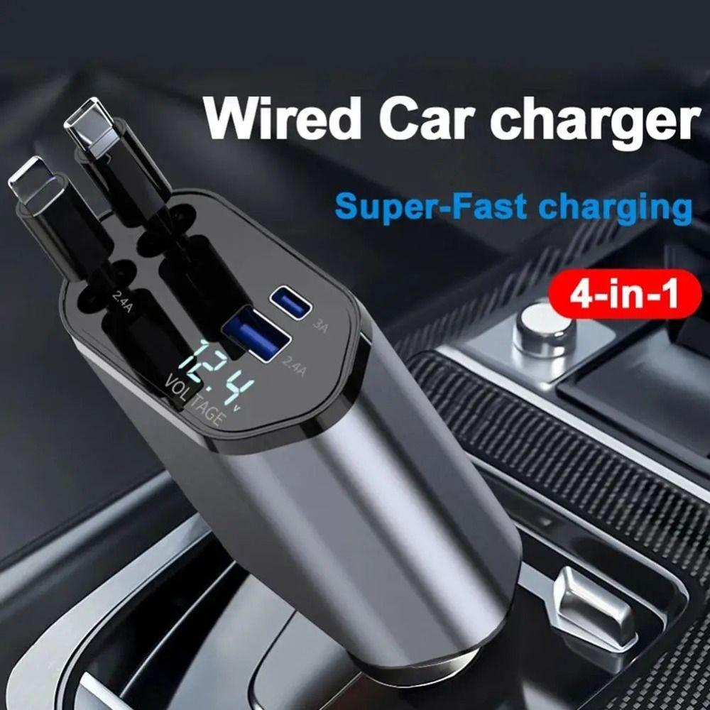 120W Fast Charger Car Phone Charger 4 in 1 Vehicle Mounted Inverter Auto Charger Socket Part Car