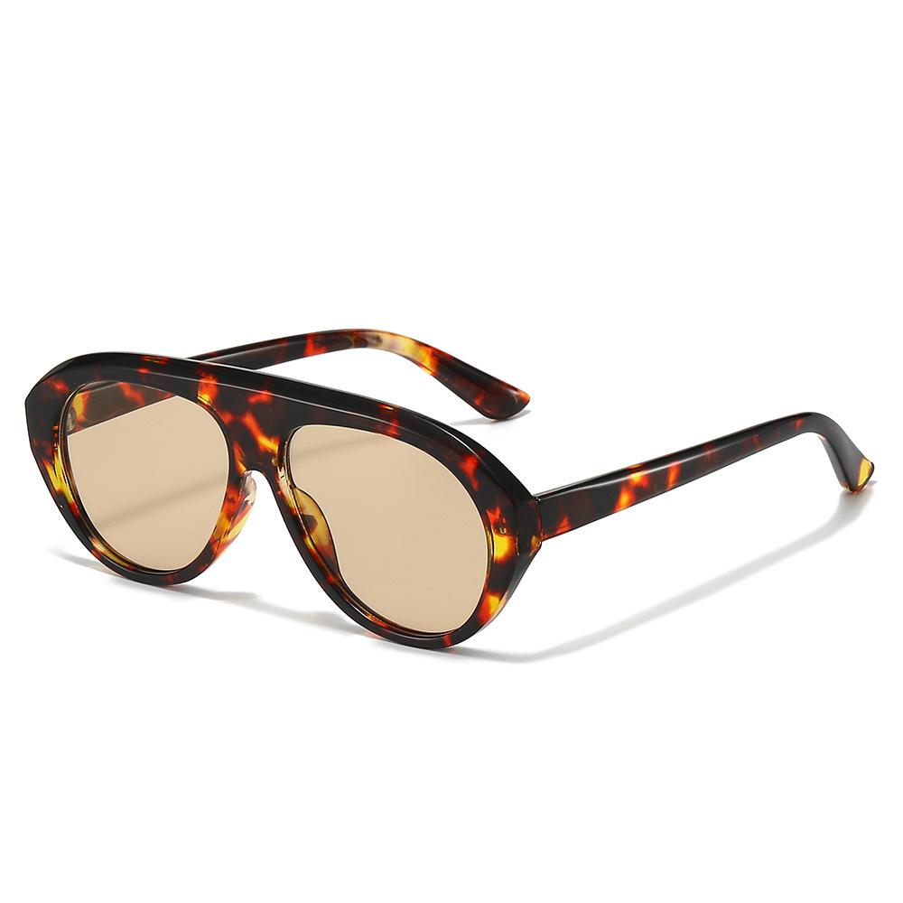 New high-end shield-type PC frame fashion sunglasses, thin-legged large-frame metal hinged sunglasses