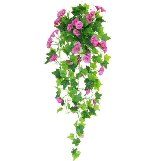 Fake Plant Flower Realistic Vivid Waterproof Hanging Artificial Silk Morning Glory Imitation Flower for Home