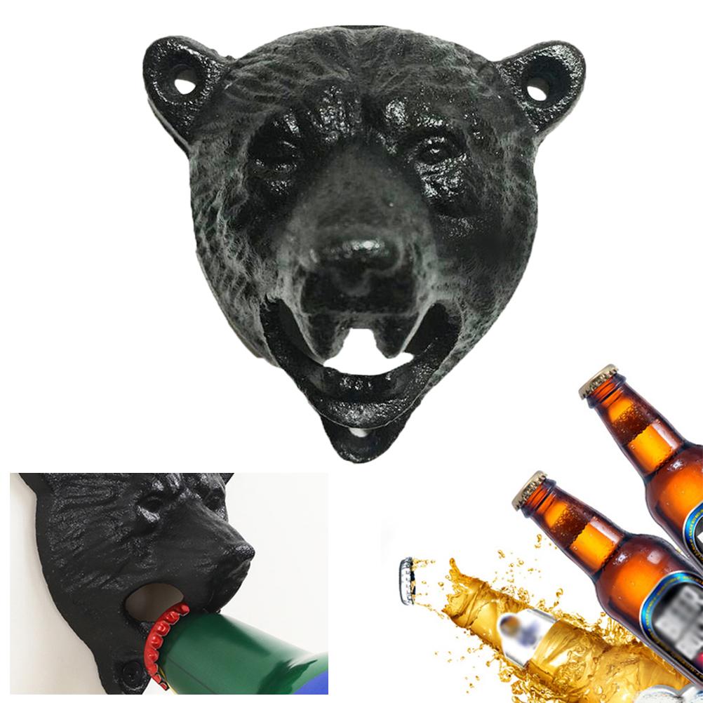 Wall Mounted Beer Bottle Opener Vintage Cast Iron Corkscrew for Bar Kitchen Tools