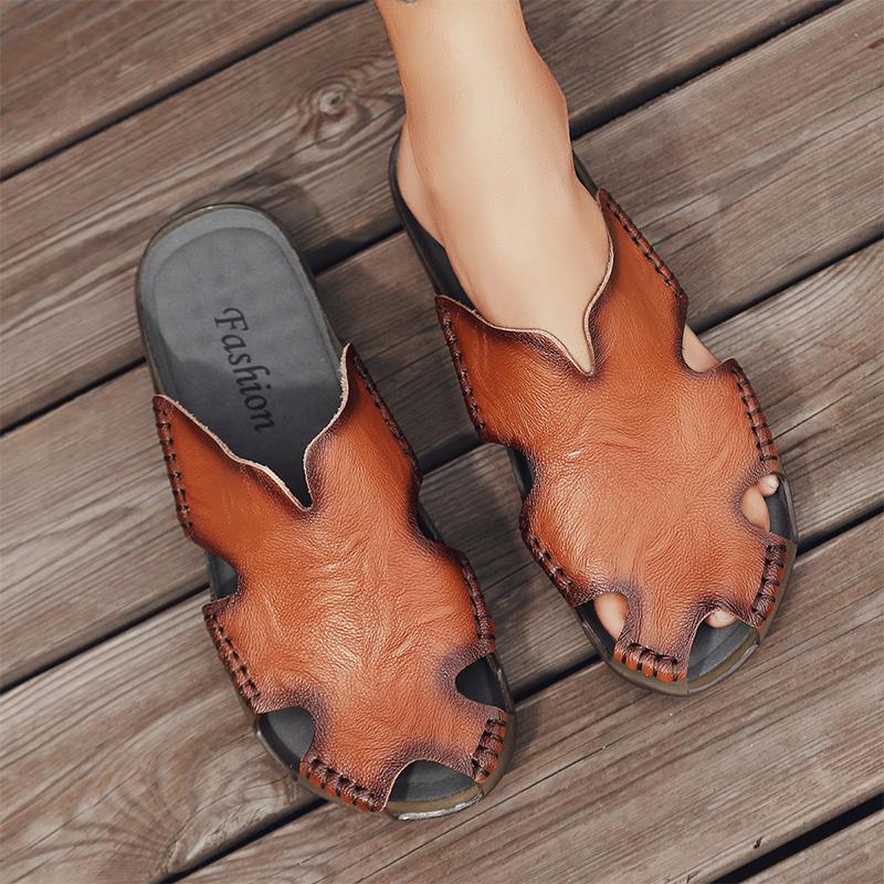 38-48 Летние мужские большие сандалии-шлепанцы баотоу ручной работы, уличные сандалии, модные повседневные шлепанцы