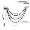 Ingemark Unique Black Crystal Beads Long Brooches Women Trendy Multi-layer Copper Chain Shirt Collar Suit Clip Pin Accessories