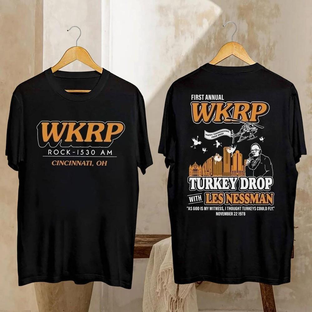 Первая ежегодная футболка Wkrp Turkey Drop, Футболка Wkrp на День благодарения, Унисекс футболка Wkrp в Цинциннати