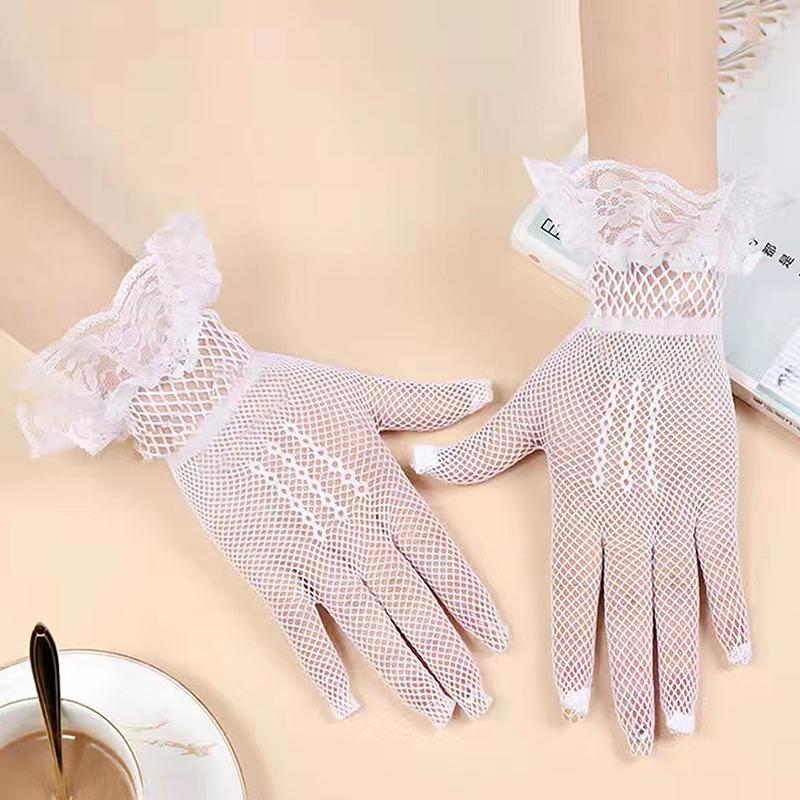 Женские церемониальные этикетные сетчатые тонкие варежки в стиле готического панка, сексуальные перчатки, черные, белые, мягкие, эластичные, для девочек, кружевные, ажурные перчатки в стиле Лолиты