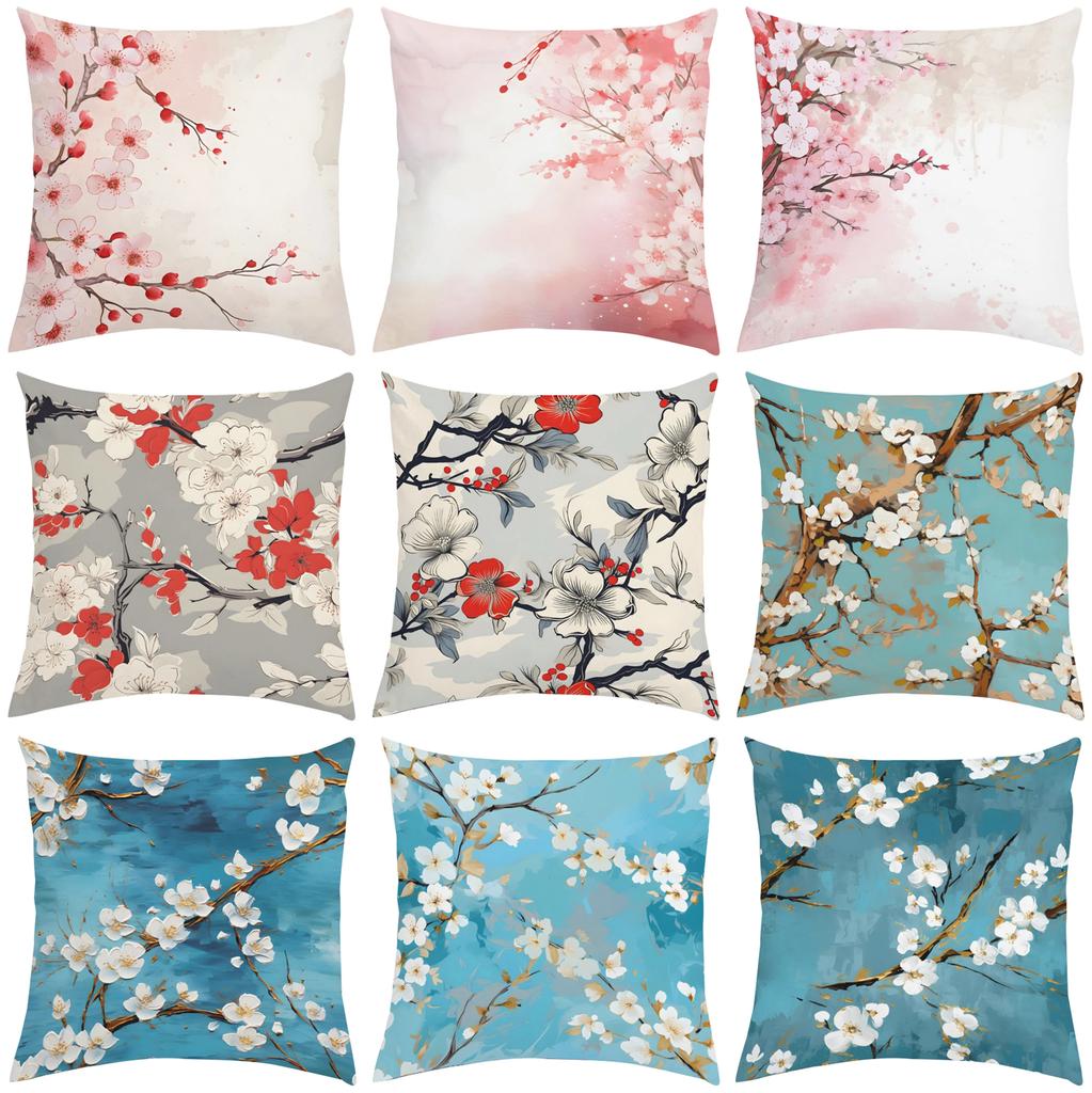 Japanese Cherry Blossom Cushion Cover Cushions Covers Pillow Covers Decorative Luxury Pillowcase Bed Pillowcases