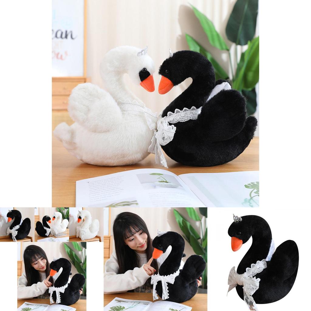 Adorable White And Black Plush Swan Stuffed Animal Doll For Home Decoration And Gift Giving
