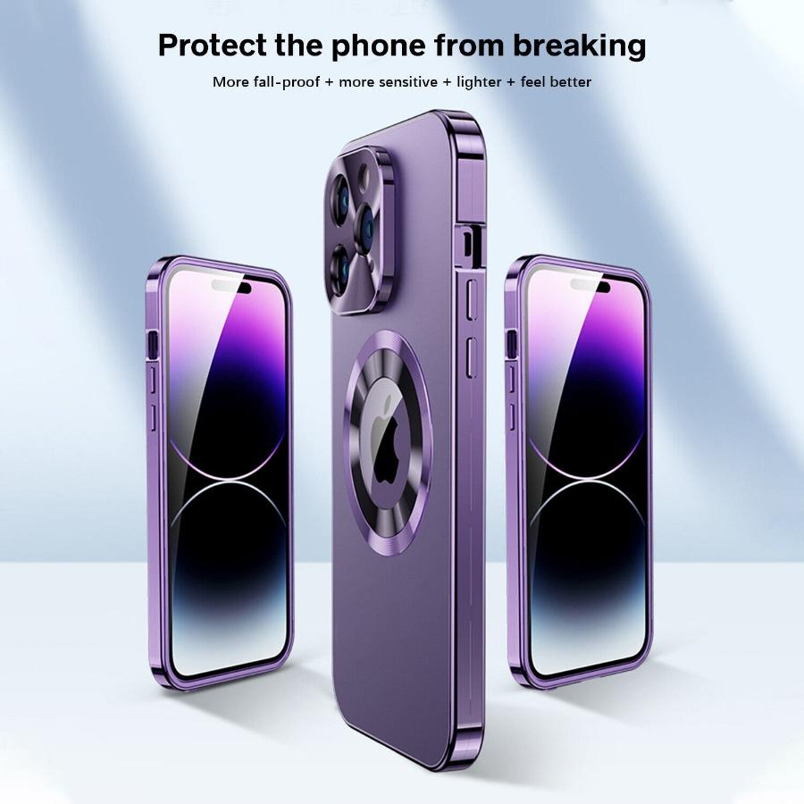 Для iPhone16 15 14 Plus 13 12Pro Max полностью алюминиевый металлический магнитный чехол двухсторонняя защита противоударный чехол протектор экрана
