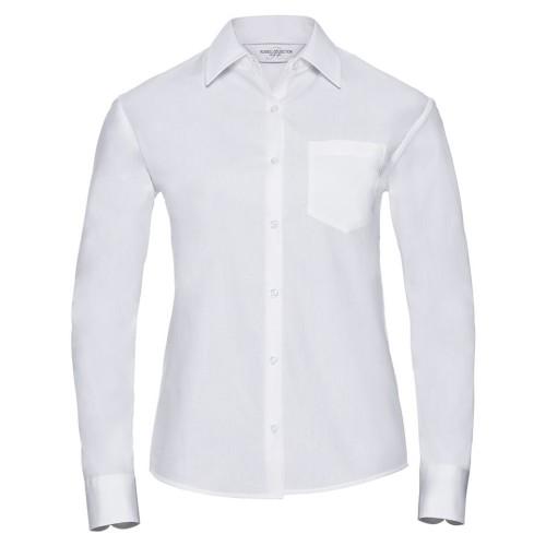 Russell Collection Womens/Ladies Classic Cotton Poplin Easy-Care Long-Sleeved Shirt