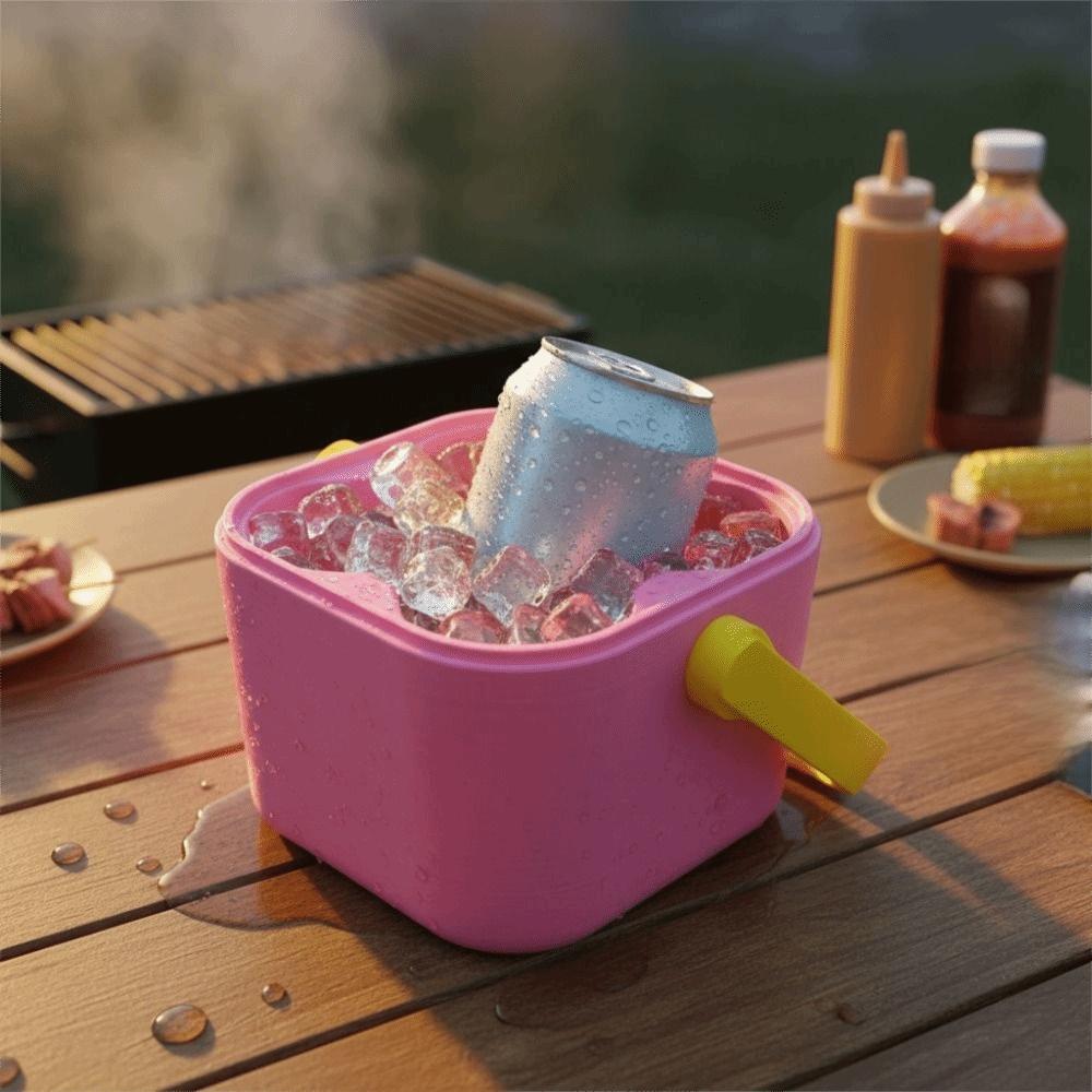 Square Travel Insulated Cooler Case 4-Can Thermal Drink Box Portable Drink Freezer Outdoor