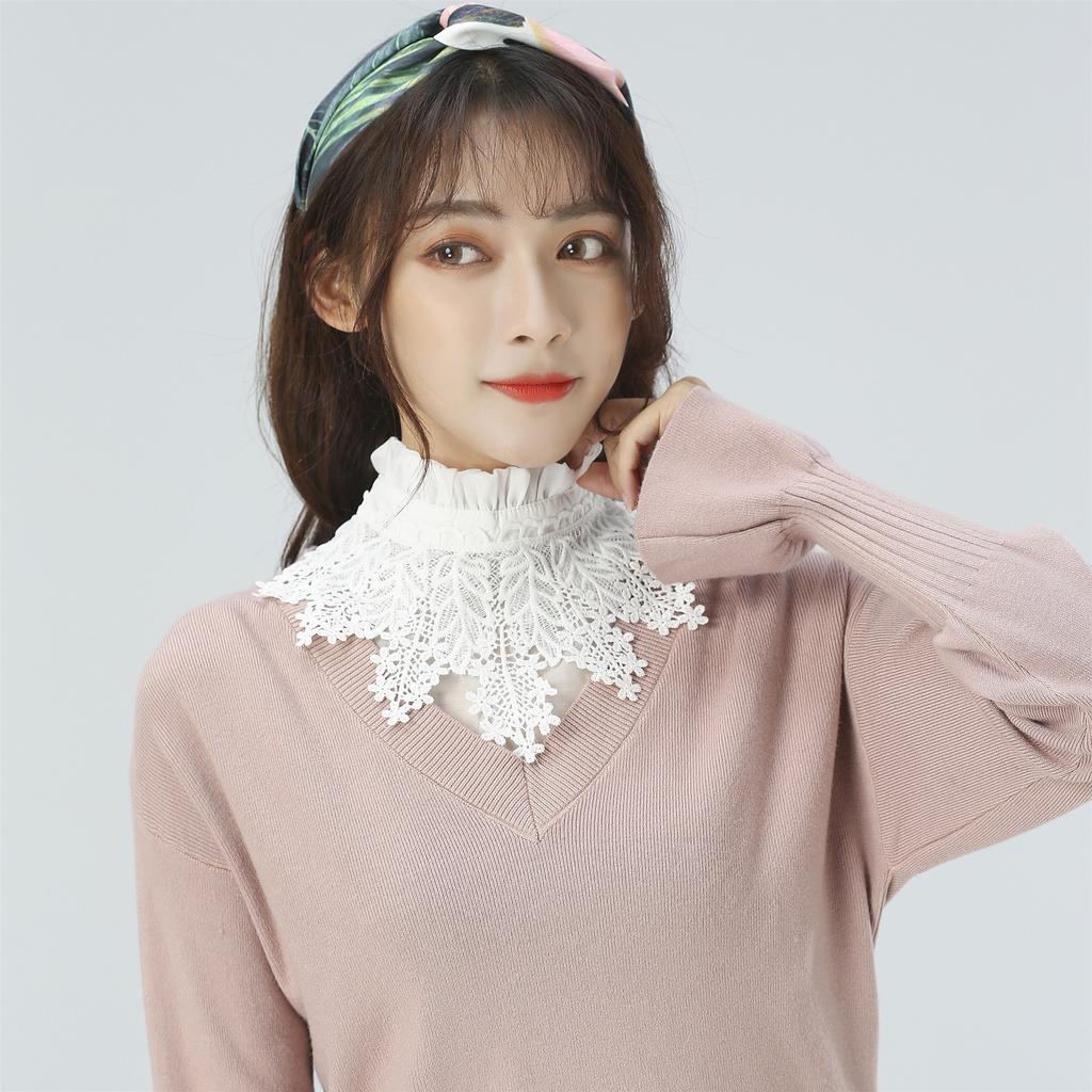 Linbaiway Embroidery False Collars for Woman Adjustable Detachable Shirt Fake Collars Blouse Top Half Shirt Decor Accessories