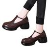 6Cm Shallow Mouth Thick Sole Waterproof Table Small Leather Shoes Women's 2025 New Autumn Soft Leather Thick Heel Mary Jane Shoes Single Shoes