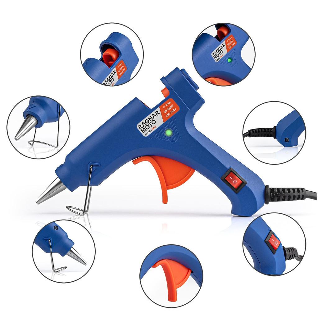 Мини-пистолет для горячего клея с 62 клеевыми стержнями, 20 Вт, 7x100 мм, прозрачный клей