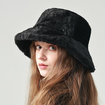 Осенне-зимняя шапка женская с имитацией кроличьей шерсти шляпа-ведро милая плюшевая корейская шапка теплая толстая шляпа-чаша