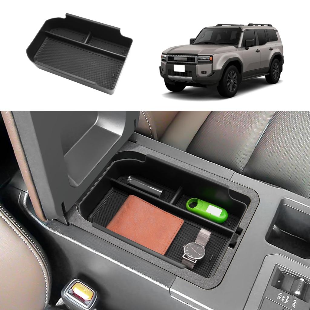 Coleya Console Box for the 2024 Toyota Land Cruiser 250 Compatible with and Later Includes a Center Storage ABS and a and Rubber Mat for Easy Car