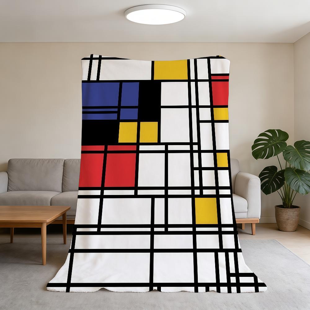 Blanket Super Warm Comfortable Plush Throw Blanket M-Mondrian-ES Child Home Art Sofa Bedroom Gift
