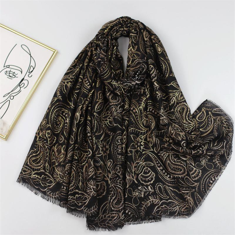 6 Colors Luxury Cotton Viscose Scarf Khaki Paisley Floral Fringe Shawls And Wraps Echarpe Pashmina Bufandas Hijab 180*90Cm