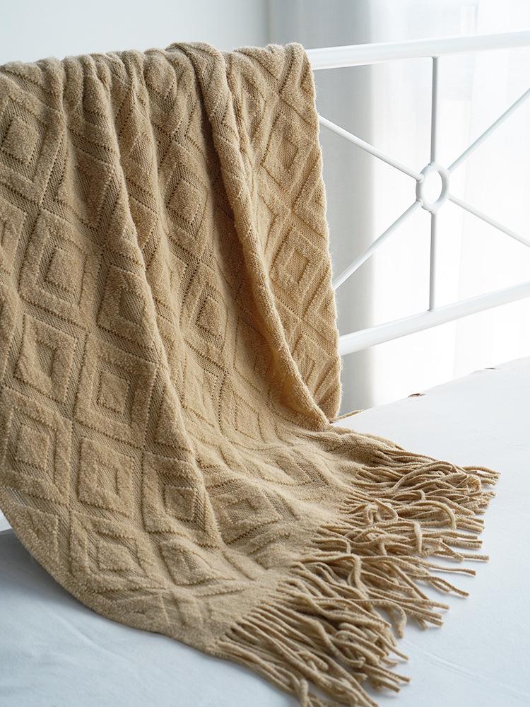 Вязаный жаккардовый плед в американском стиле, дорожка на кровать и одеяло для дивана для осени/зимы
