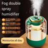 2L Dual Spray Humidifier USB Large Capacity Home Bedroom Office Nightlight Humidifier Transparent Aromatherapy Machine