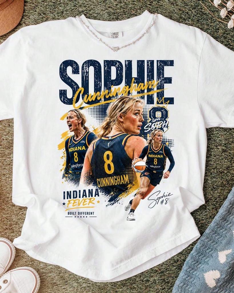 Футболка с графическим принтом Indiana Fever Софи Каннингэм, Футболка для игрового дня, Мужская одежда, Унисекс футболка