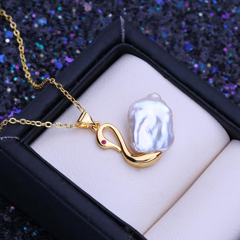 LSOOYH Натуральный пресноводный большой жемчуг в стиле барокко, ожерелья для женщин и девочек, классический золотой цвет, кулон в виде животного, подарок на день рождения, вечерние украшения