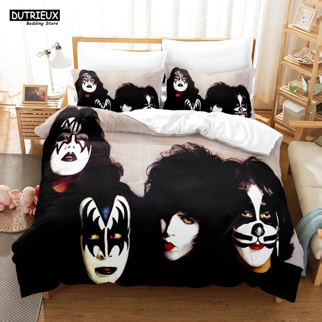 Kiss Band Bedding Set Single Rock Band Duvet Cover Double Queen King Twin Size For Boys Adults Soft Duvet Cover Set Gift