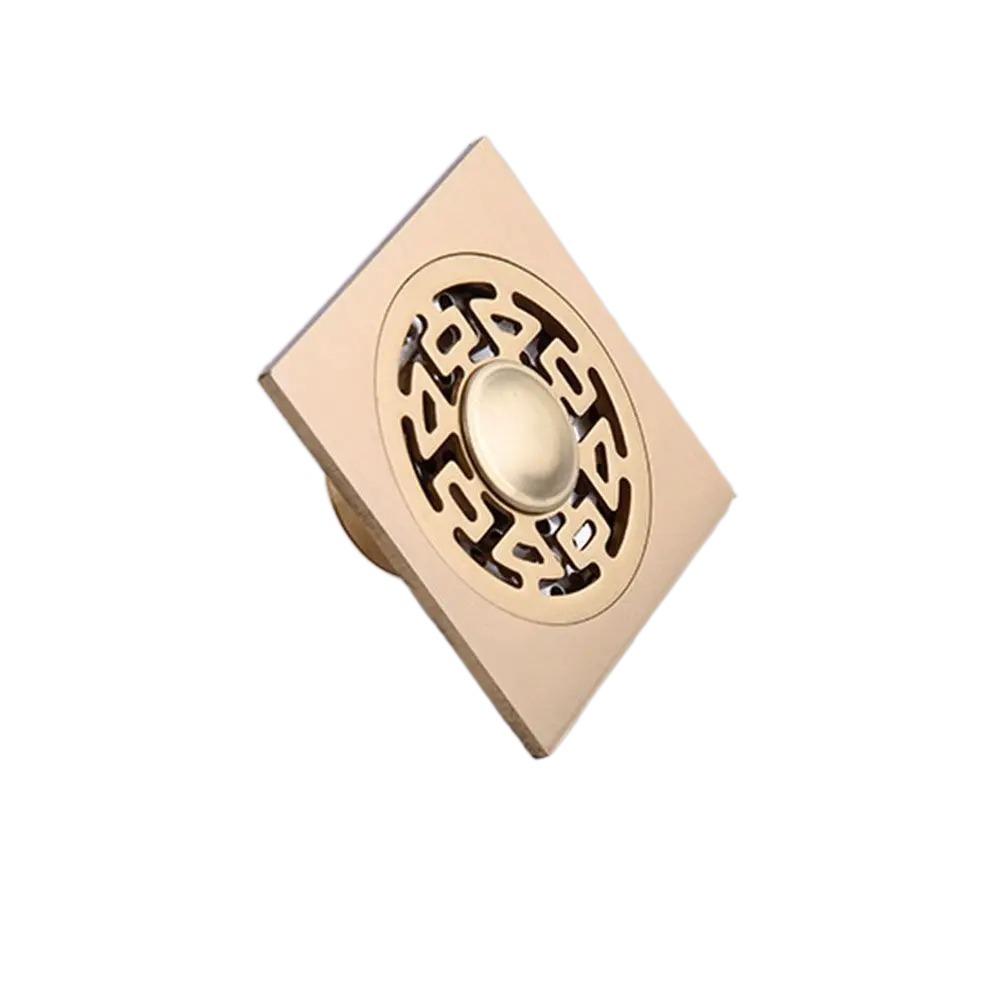 Anti-odor Square Shower Drain Brass Bathroom Drainage Convenient Floor Hair Catcher Laundry Floor