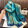 New Spring and Autumn Retro Floral Cranes Temperament Simulation Silk Large Long Scarf Sunscreen Outwear Shawl Female Silk Scarf