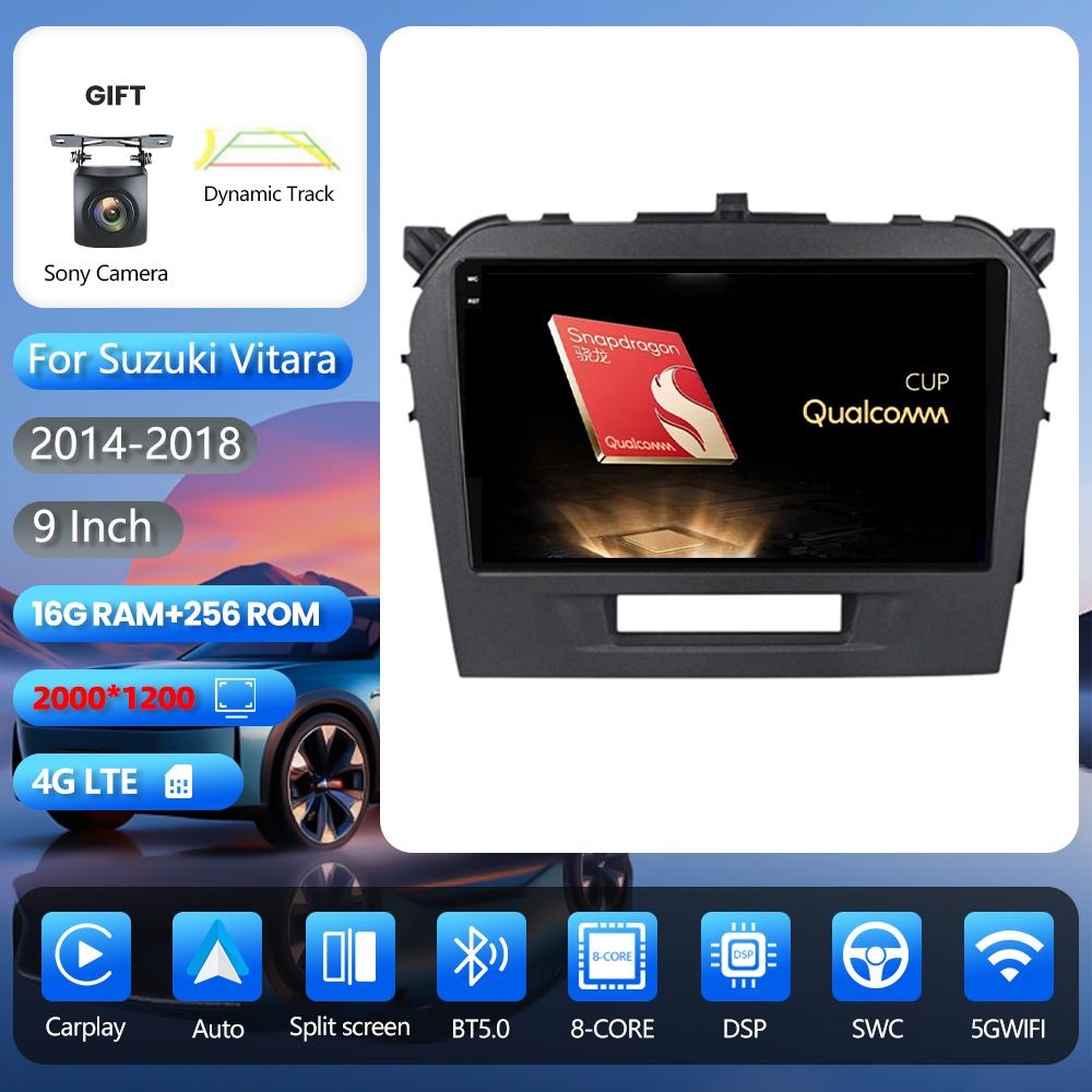 Android 16 pour Suzuki Vitara 4 2014 - 2018, autoradio CarPlay, lecteur multimédia BT, autoradio plug and play, contrôle par application
