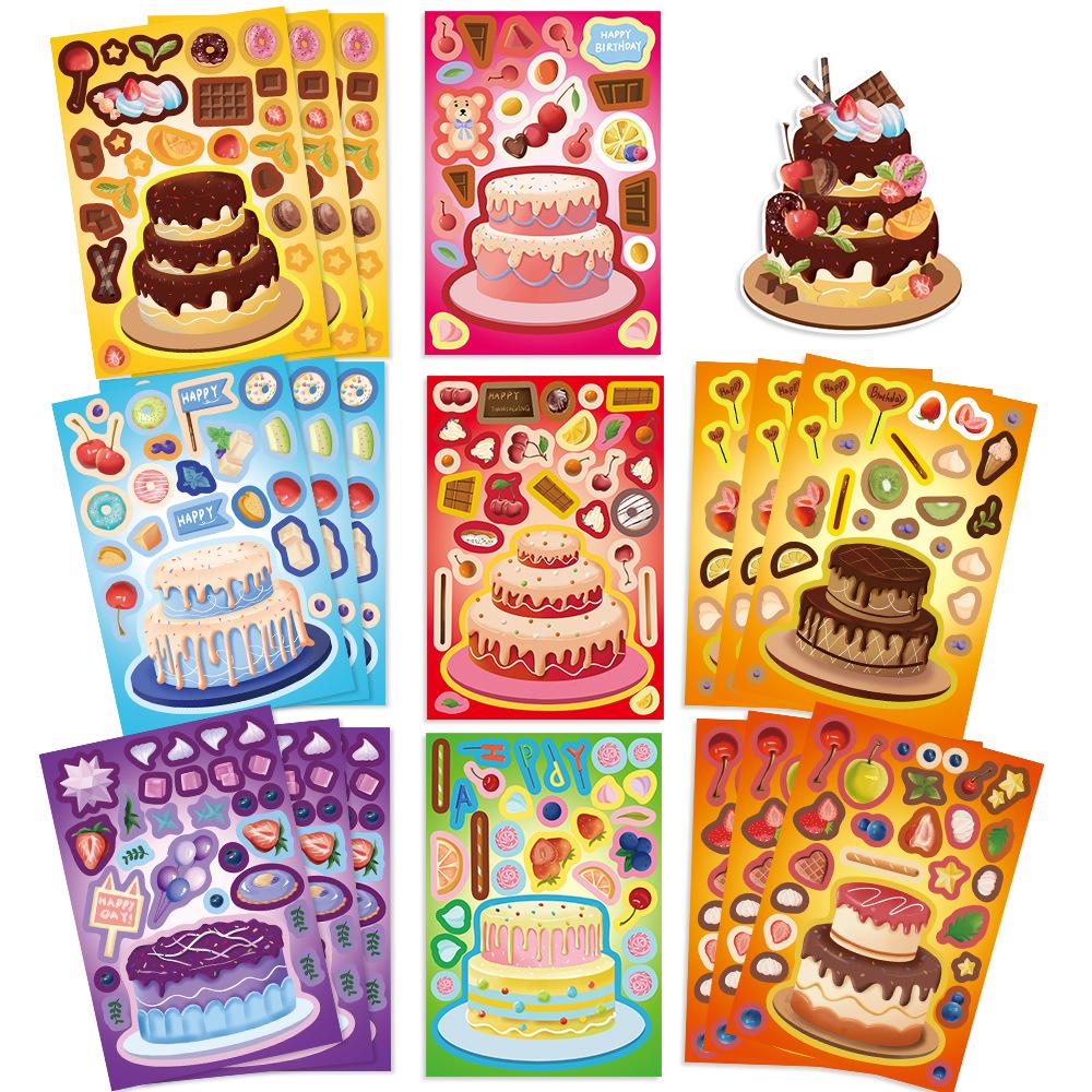 8 Cartoon Cakes Make A Face Face Change Sticker DIY Hand Account Small Card Mobile Phone Case Decoration