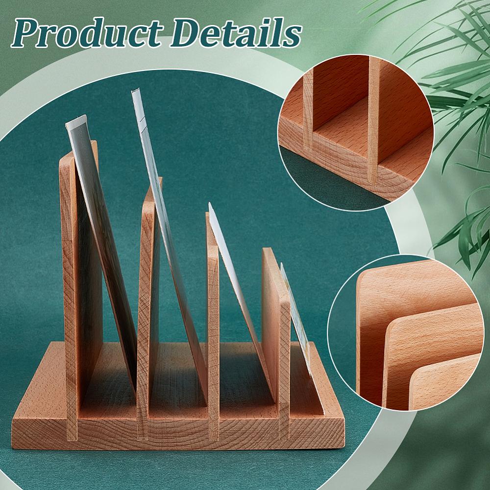 1set Wood Place Card Display Stands for Postcards Greeting Cards Holder Rectangle BurlyWood 200x150x130mm