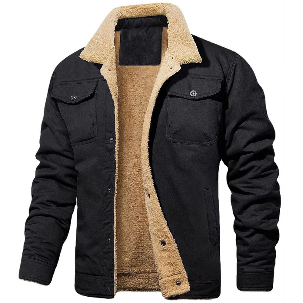 Осенне-зимняя мужская куртка с ворсистой хлопковой повседневной курткой-карго Мужская куртка