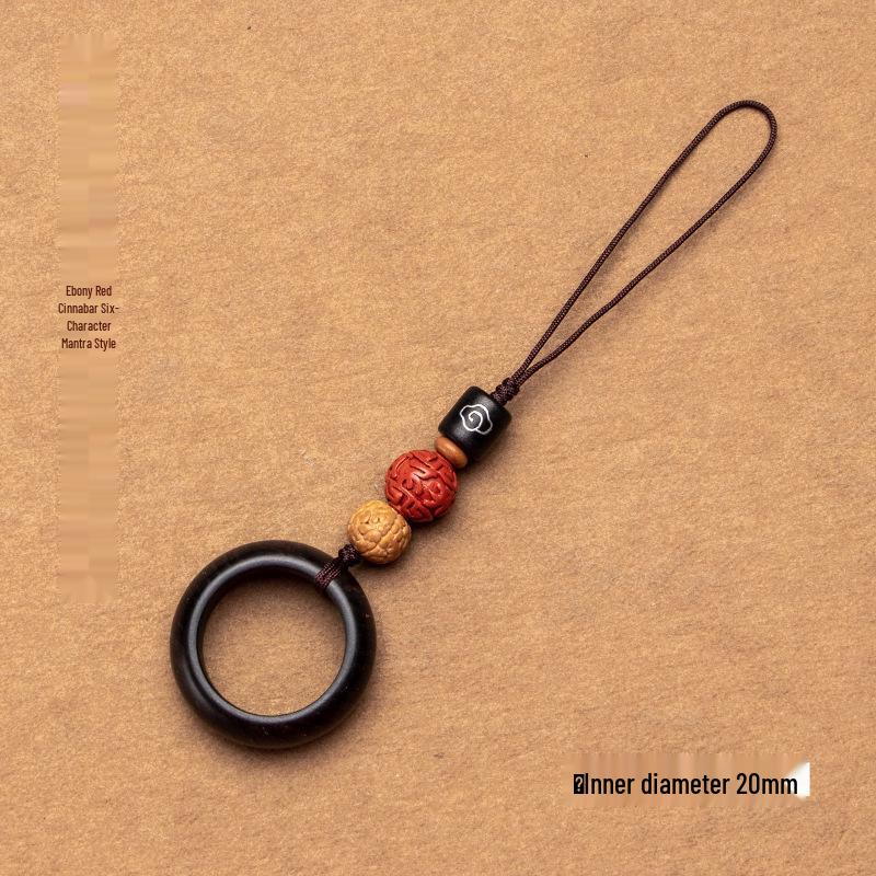 Lin Jing Sandalwood Phone Lanyard & Keychain: Black & Purple Sandalwood, Anti-Lost, USB Drive, Bag Pendant for Men & Women.