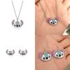 Adorable Cartoon Character Stitch Shimmering Drip Oil Jewelry Set Elegant Necklace Bracelet And Earrings For All Occasions