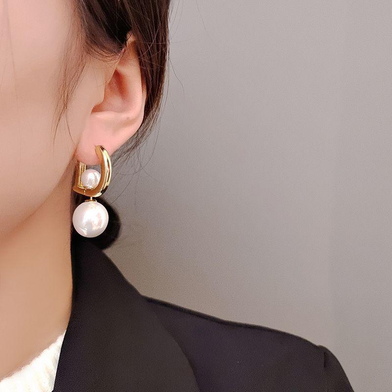 Жемчужные серьги-подвески для женщин и девочек, элегантная D-образная пряжка для ушей