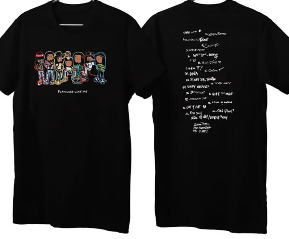 Футболка Lucki US Tour 2023, Футболка Flawless Like Me Tour 2023, Унисекс Футболка