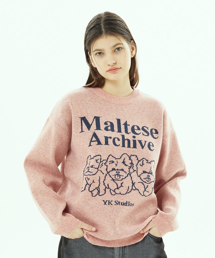 WAIKEI Maltese Archive Line Graphic Knit Pink