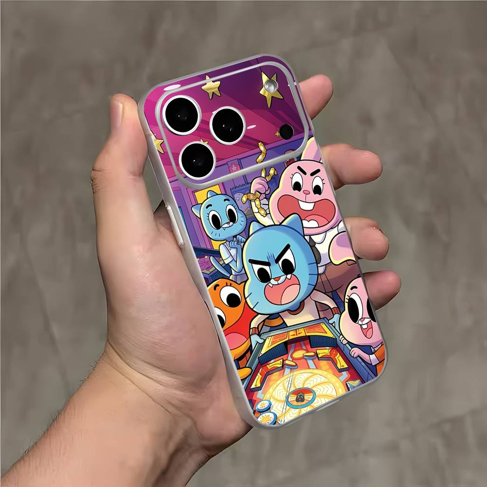 Удивительный мир G-GumballS Магнитный Беспроводной Зарядный Прозрачный Белый Чехол Для Телефона Для iPhone 17,16,15,14,13,12,11,Pro,Max,Plus