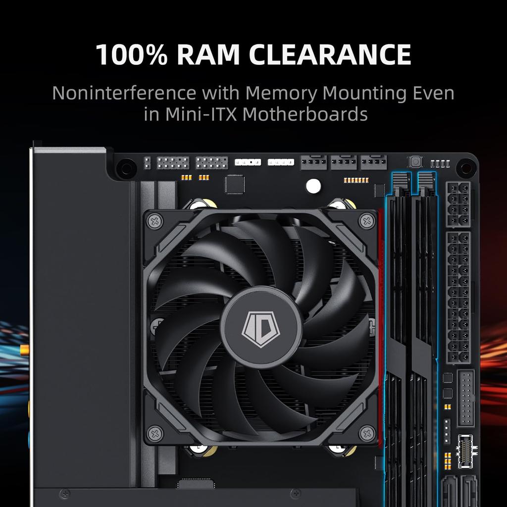 Черный 47-миллиметровый низкопрофильный процессорный кулер для воздушного охлаждения малого форм-фактора с 4 прямыми контактами для нагрева, тонкий 92x92x15 мм, совместимый с Intel и AMD