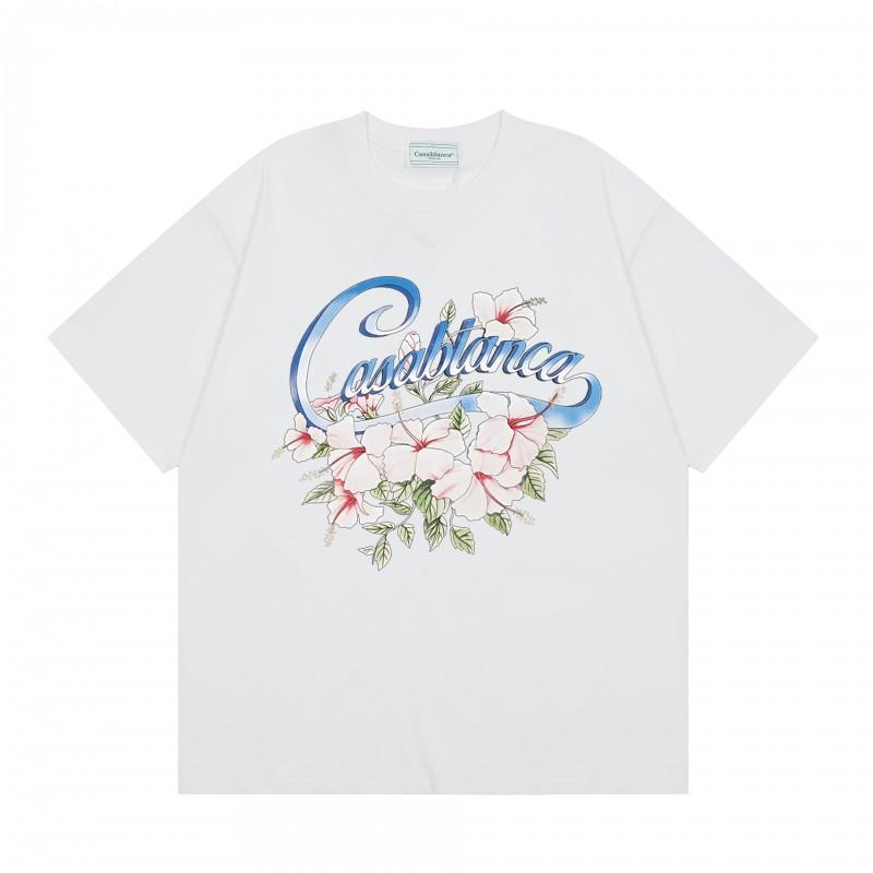 Casablanca Streetwear T-Shirt Men Women Loose Fit Short Sleeve Casual Tee High Street Style