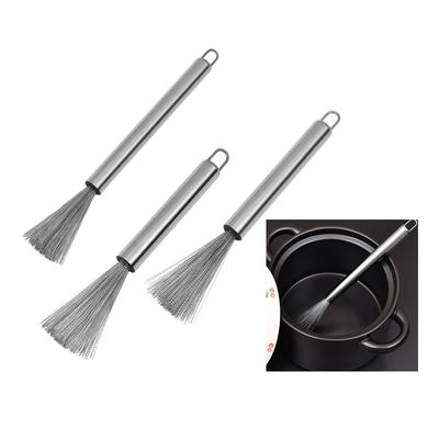 Щетка для чистки кухонной посуды из нержавеющей стали, кухонная щетка для чистки кастрюль с длинной ручкой, скребок для кухонной утвари, чистящие инструменты
