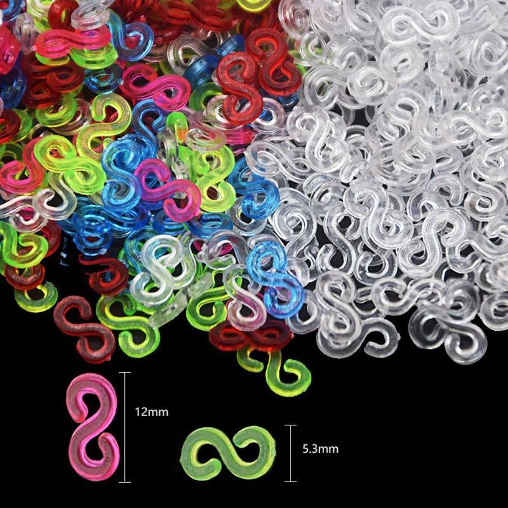 500pcs Acrylic Loom Bands Braid Hook Colorful Clasp Rubber Band Clips DIY Necklace Bracelet