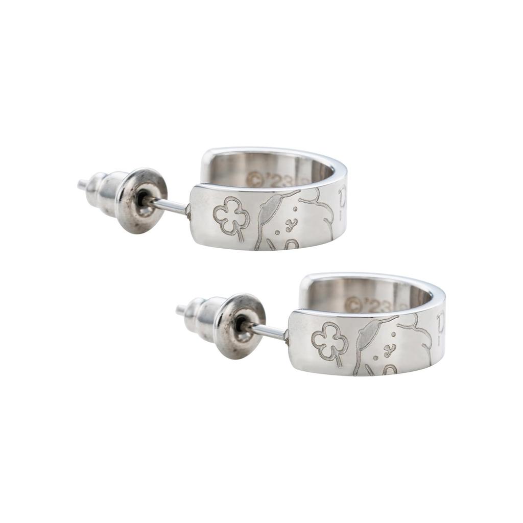 Серьги из нержавеющей стали Pompompurin Sanrio Characters полукольца обе [Белый клевер] (2 шт/для ушей) SAST-P002SV