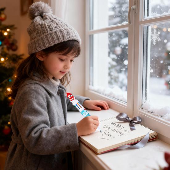 Christmas Ballpoint Pens 10-in-1 Retractable Cute Santa Snowman Pens Festive Writing Tool for Kids School Supplies