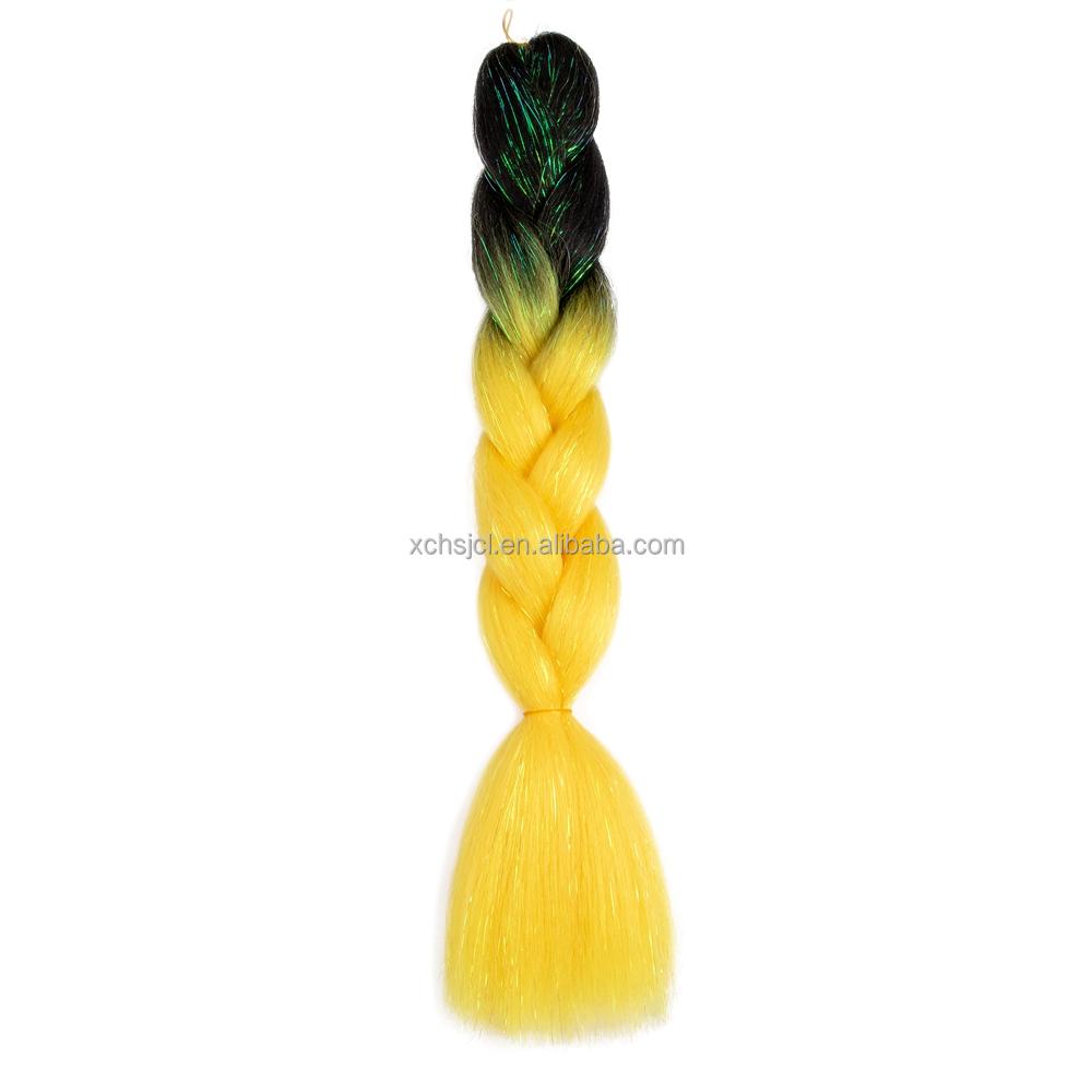 Customized Soft Heat Resistant Fiber Festival Ombre Pure 2 3 4 5 Tone Color Tinsel Glitter Jumbo Braiids