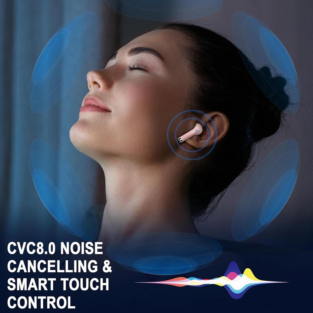 Беспроводные наушники, Bluetooth 5.4 наушники HiFi стерео, внутриканальные наушники с 4 шумоподавляющими микрофонами ENC, 40H воспроизведение вкладышей со светодиодным дисплеем